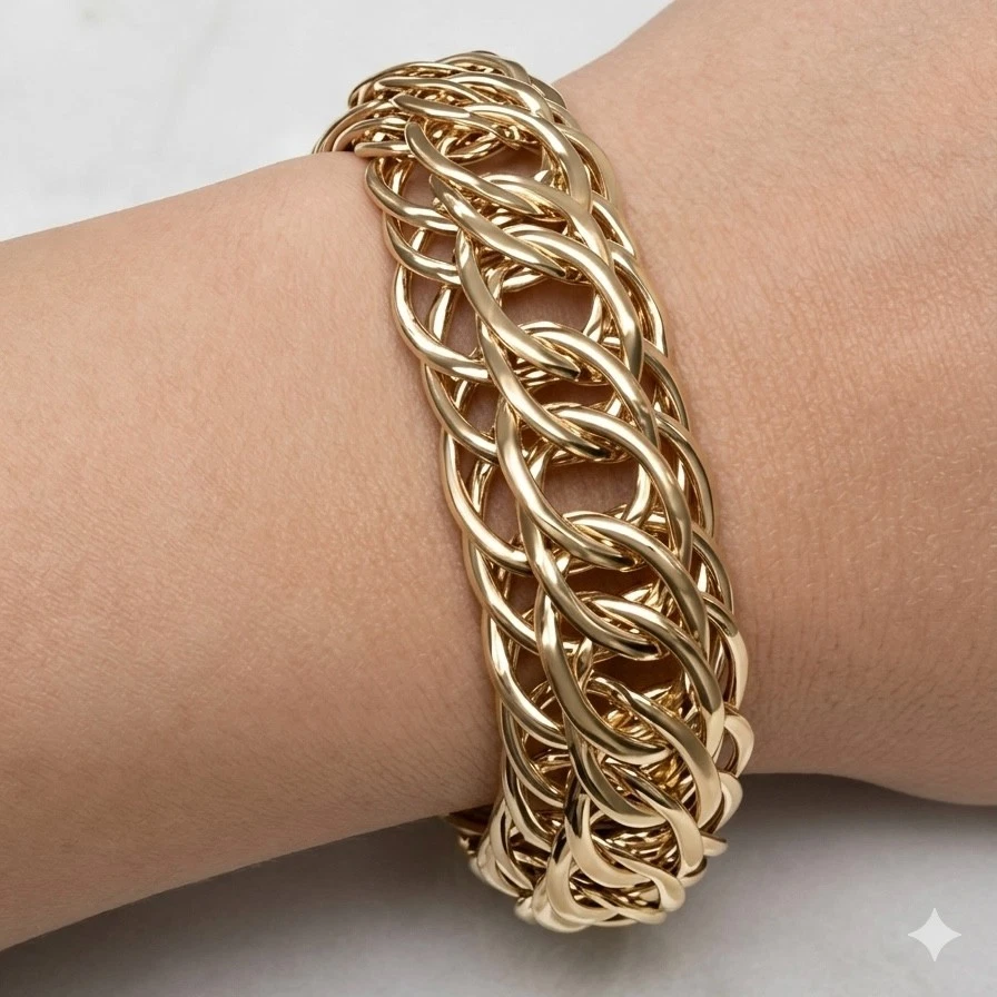 Bellezza Bronze Yellow Gold Plated Bold Chunky Statement Chain Link Bracelet 8" - product detail image 3