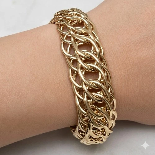 Bellezza Bronze Yellow Gold Plated Bold Chunky Statement Chain Link Bracelet 8" image 3