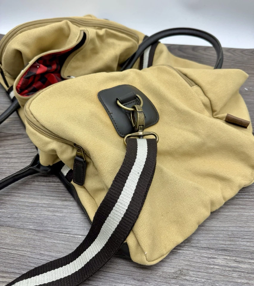 Bolso de Lona Heritage Supply Co Resistente Bronceado Rayas Retro Durante la Noche Fin de Semana para Hombre Foto 4 de 4