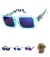 8-Bit Pixel Sunglasses Retro Gamer Style Mirror Lens UV400 Crystal Frame Shades