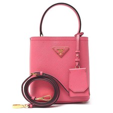 Prada Panier Saffiano Leather 2Way Bag Women Pink One Size
