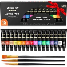 Acrylic Paint Set 16 Tubes 12ml Rich Pigments Non Professional Artist