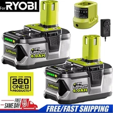2PACK For RYOBI 18V 6Ah P108 High Capacity Battery/Charger Lithium-Ion One+ Plus