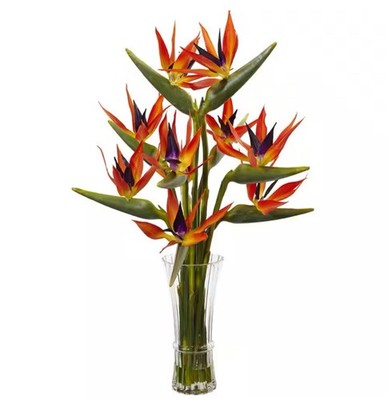 Nearly Natural 32 in. Large Birds of Paradise in Vase
