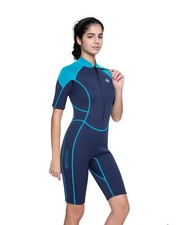 Jsnorklet Womens Wetsuit Shorty, 3mm Front Zip Neoprene Shorty Small, Blue