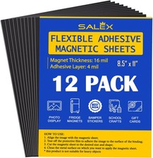Magnetic Sheets w/ Adhesive Backing, 12-Pack 8.5x11" for Crafts & DIY