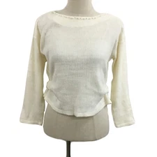 A.V.V Standard Michel Klein Sweater Knit Pullover Boat Neck Beaded S White