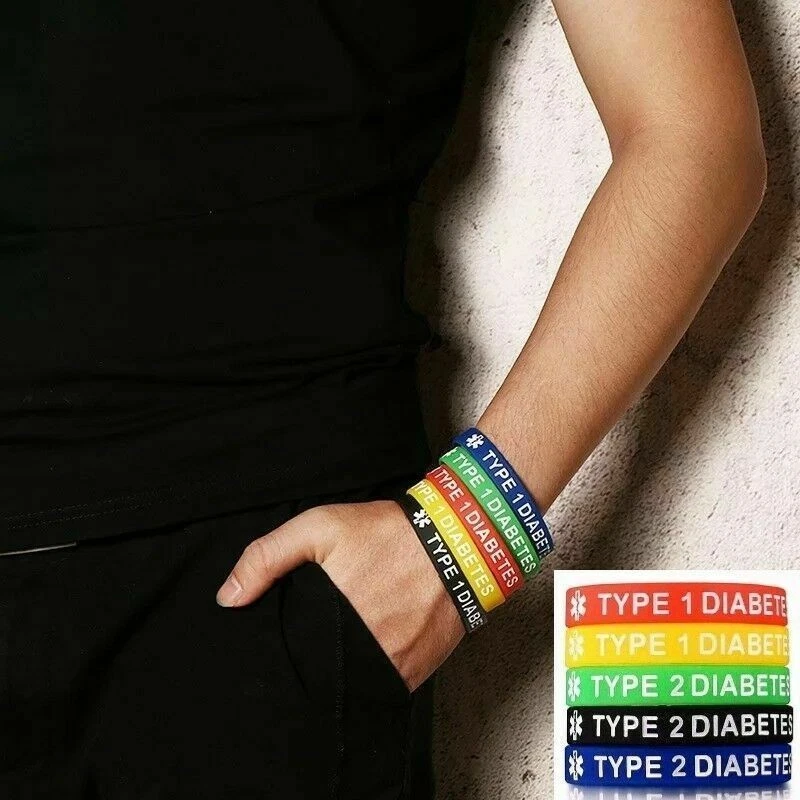 Silicone Medical Alert Wristbands ID Bracelets Health Safety Adult Kids Reusable - Image 3 of 4