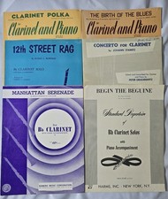 Vintage Clarinet Piano Sheet Music Lot 6 Pieces Begin The Beguine Stamitz