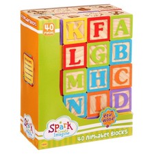 ABC Wooden Blocks, 40 Pieces, Baby and Toddler Toys for Ages 18 months and