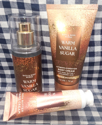3 Piece ALL NEW Warm Vanilla Sugar Travel Set Mist Cream Hand Bath & Body Works