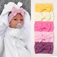 5 PCS Nylon Baby Bow Headbands Soft Stretchy Hairbands For Newborn Infants