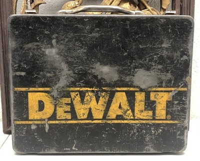 Vintage DeWalt Worn Black Metal Storage Tool Box Empty Carrying Case