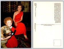 Smiling Girl Dog Red Evening Gown Postcard
