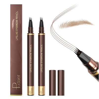 Eyebrow Pencil, 2Pcs Waterproof Microblading Eyebrow Pens, 4 Tip Precise Eye ...