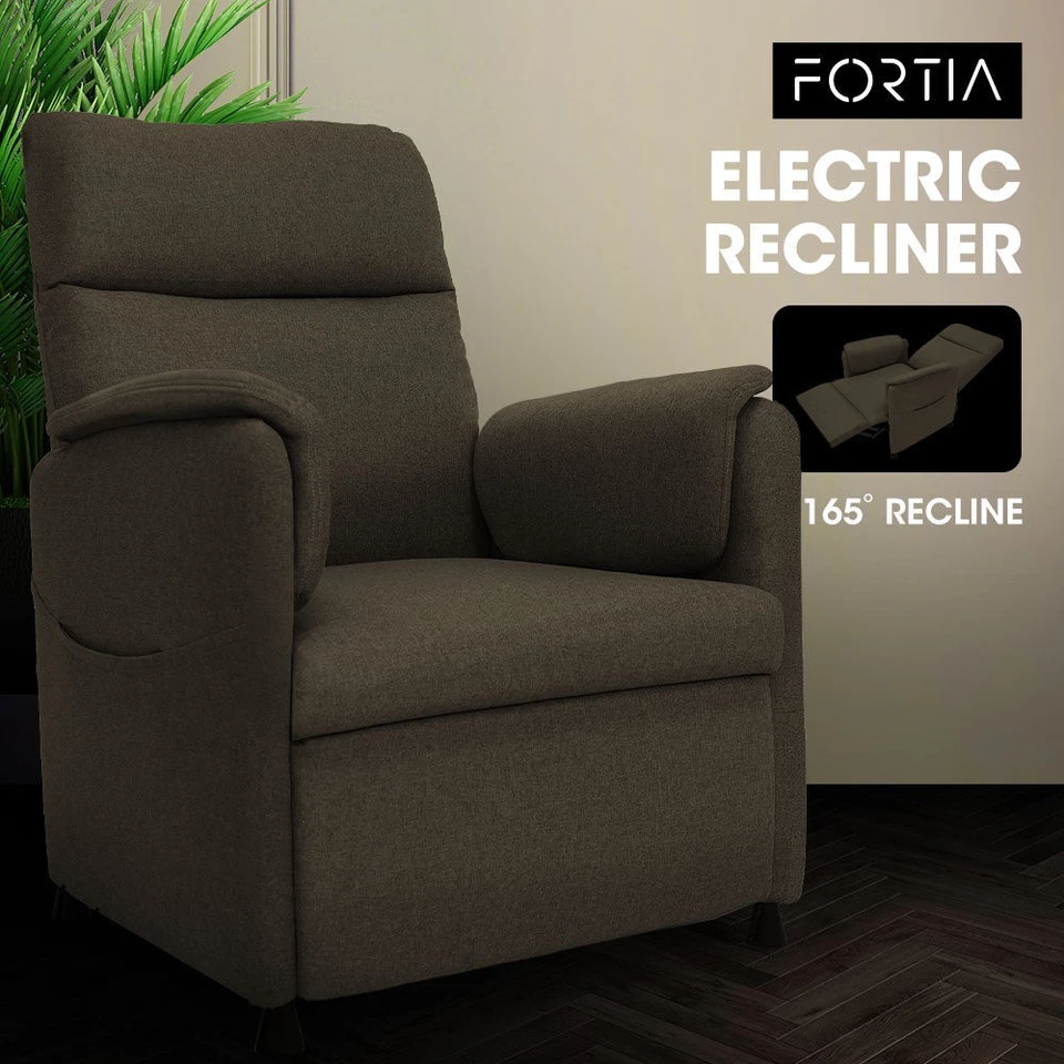 FORTIA Electric Armchair Recliner Chair Single Modern Lounge Sofa, Beige Fabric