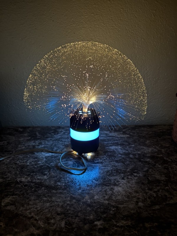 Fiber Optic Table Lamp Light White Underwriters Lab Groovy Retro Blue Stripe