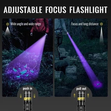 UV Flashlight 365Nm & 395Nm Dual Black Light, Blacklight USB Rechargeable LED...