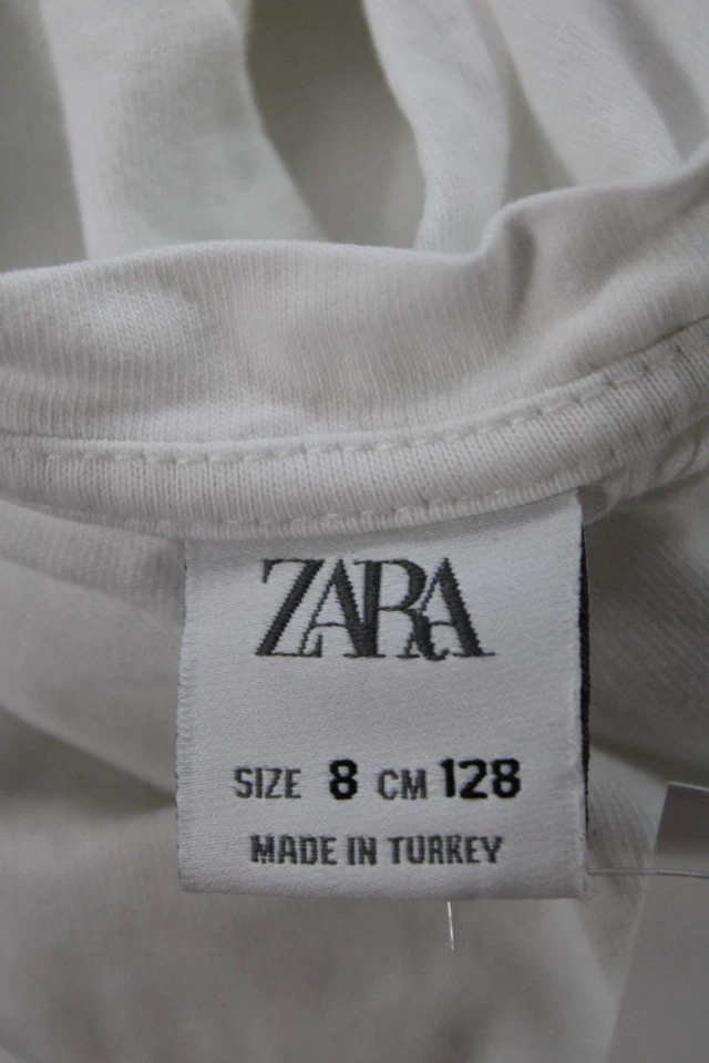 Zara Girls Solid Short Sleeve Pullover  T-Shirt Top White Size 8 - Image 3 of 3