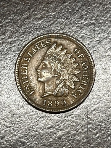 1890 Indian Head Cent Penny XF with Diamonds