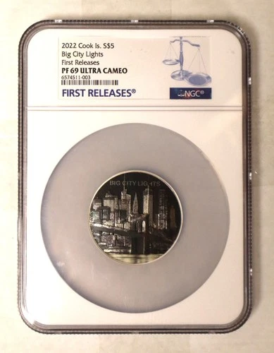 2022 Cook Islands Big City Nights New York 1oz .999 Silver Proof Coin NGC PF69