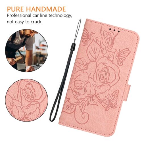 Crossbody Strap Leather Rose Card Wallet Case Flip Stand Cover For Various Phone - Picture 18 of 25