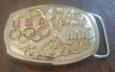 USA Olympics 1988 Gold Tone Belt Buckle by B-K 1987