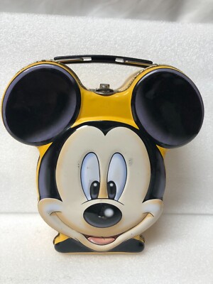 VINTAGE Walt Disney Mickey Mouse Head Tin Lunch Box Collectible