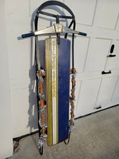 Vtg. 50's "Silver Streak" Wooden Snow sled USA-made by Garton, All Original, 53"