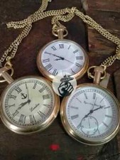 Set Of 3 Nautical Vintage American Elgin Look Collectible Antique 2"Pocket Watch