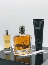 Stronger With You Men 3pc Set Cologne Spray 3.4 oz Travel Spray .5 oz Body Wash