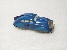 VINTAGE D.R.P. GERMANY 1940s RARE TIN BLUE SEDAN WIND UP TOY - 4.5"