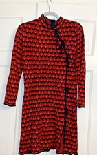 ZARA KNIT Dress, Size Medium Black Orange, Zigzag Pattern, EU Med, MEX 28