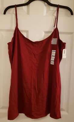 Old Navy Burgundy Red Cami Tunic Length Adjustable Straps Camisole Top XXL NWT