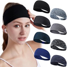 Women's Non-Slip Workout Headbands Moisture Wicking 8-Pack for Sports and Yoga