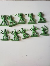 Vintage Native Indians 10 Plastic Color Green Toy Figures