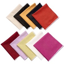 Men Solid Cotton Striped Pocket Square Handkerchief Wedding Party Business Hanky