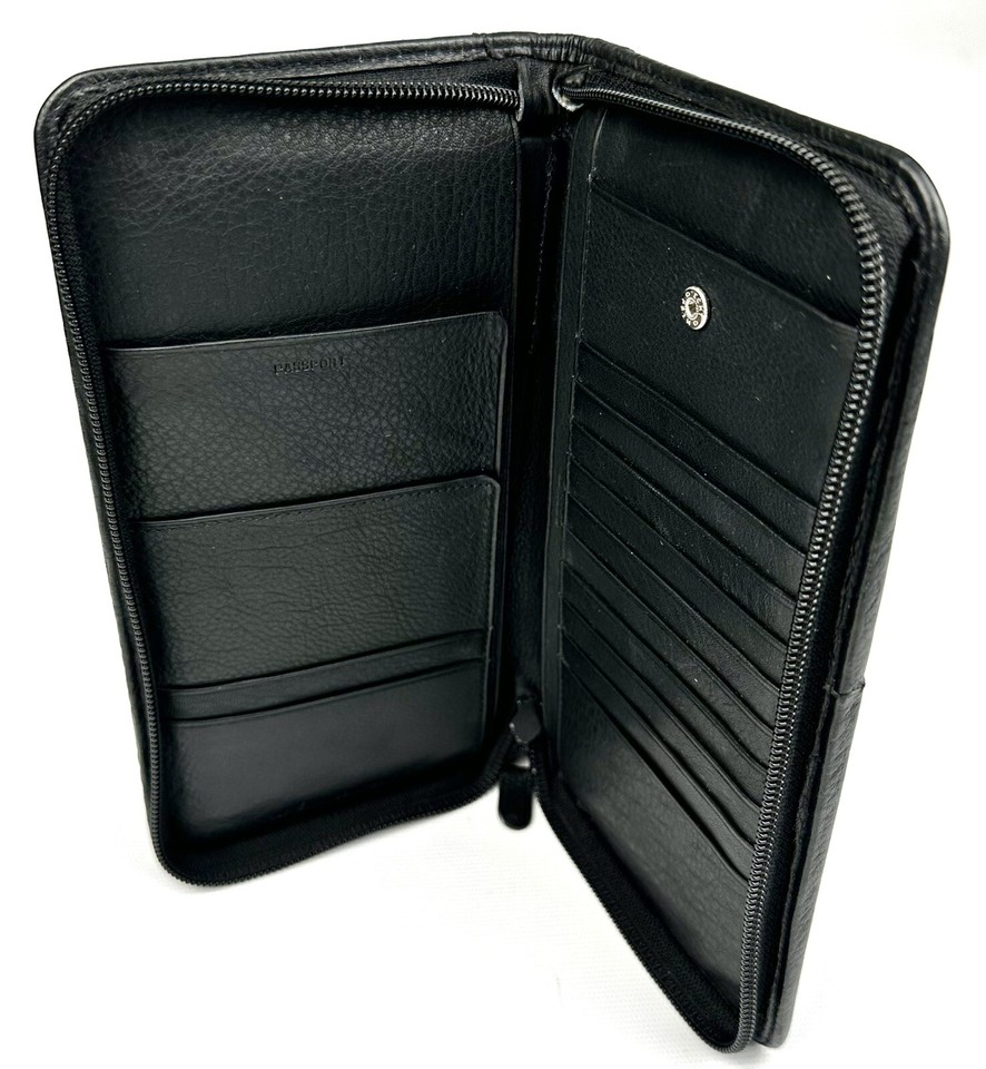 Vintage Samsonite Black Leather Travel Wallet Passport Credit Cards 8 3