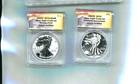 2013 W AMERICAN SILVER EAGLE 1 OUNCE .999 FINE 2 COIN SET ANACS RP69 EU70 9898R