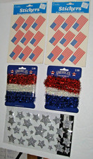 Patriotic Craft Pack July 4th Flag and Silver Star Stickers Red White Blue Trims