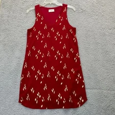 Everly Dress Womens Small Burgundy Mini Sheath Gold Fleck V Neck Lined