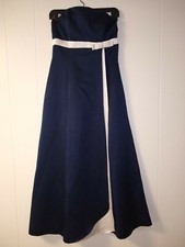 Alfred Angelo Women Navy Blue/ White Strapless Dress Size 6