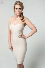 House of CB style 'Caprice' Cream Strapless Bandage Dress