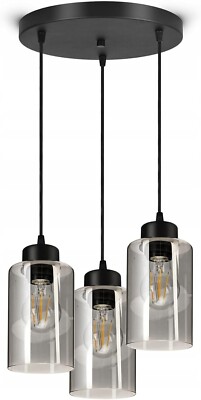 FKL DESIGN Deckenlampe Deckenleuchte Glas E27 Schwarz Serie N535 (DRH3)