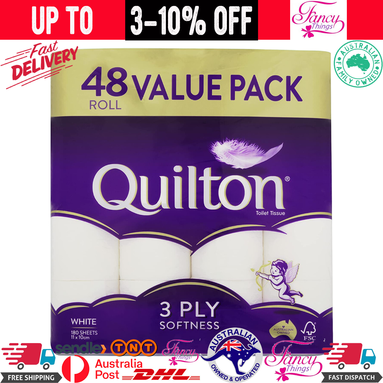 New Quilton Toilet Paper Tissue Rolls 3Ply 180 SheetsBest Selling Toilet Paper eBay