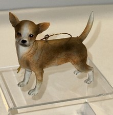 Chihuahua Dog Hanging Christmas Tree Ornament Standing Tail Up Sand Colored