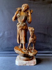 Scultura in Bronzo su Base Marmo - Pastorella -Napoli XX sec. a firma De Martino