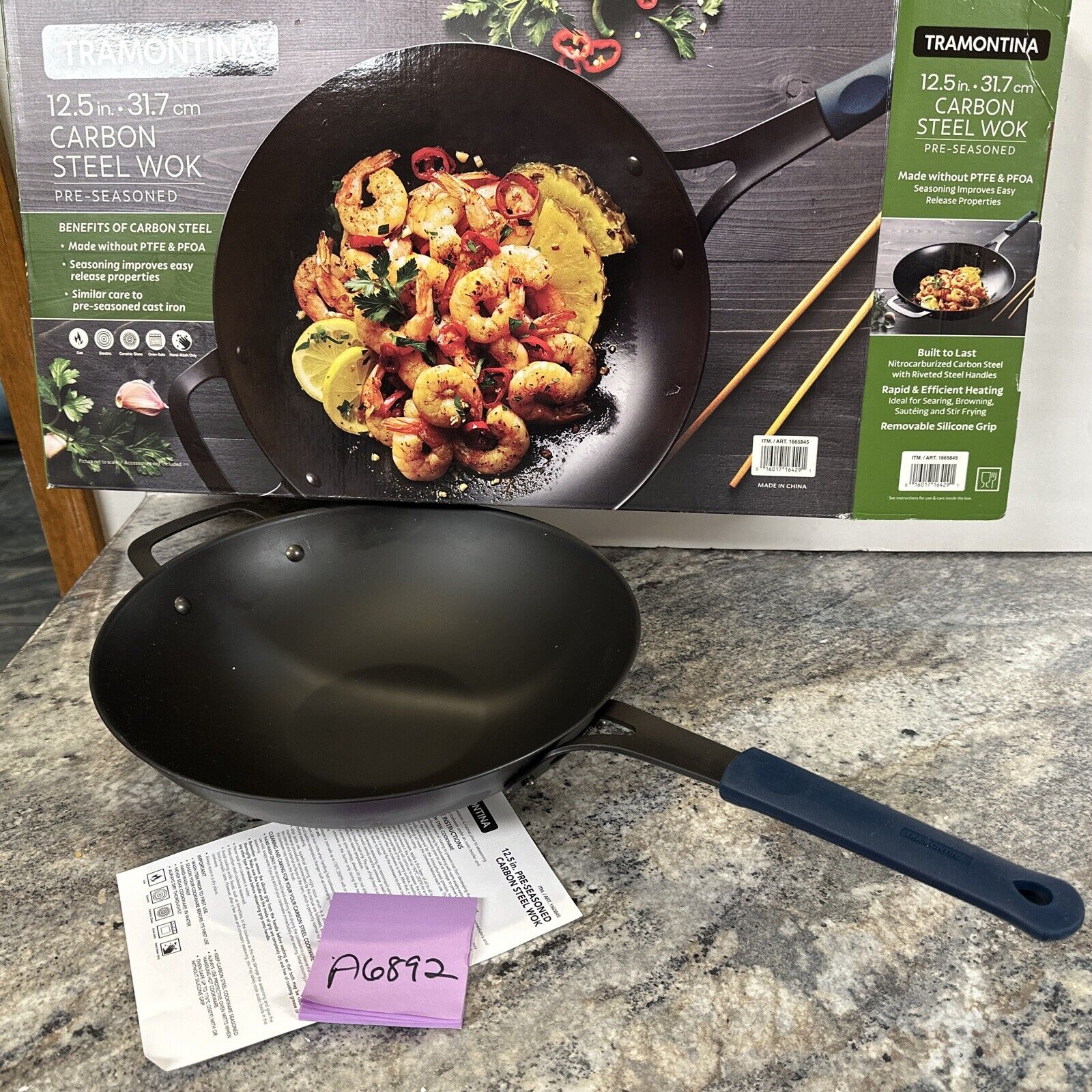 Tramontina 12.5” Carbon Steel Pre-Seasoned Wok 12.5 in