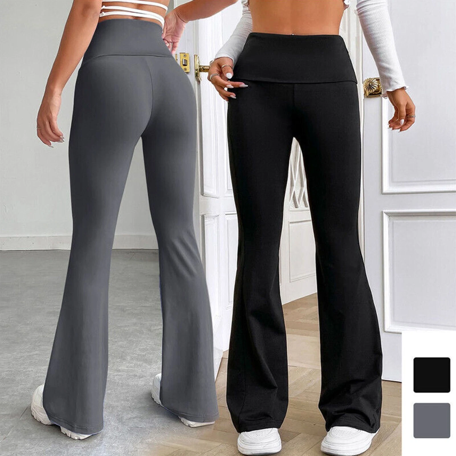 Womens High Waist Leggings Ladies Palazzo Flare Stretch Yoga Running Trousers
Opens in a new window