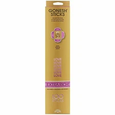 Gonesh Incense Sticks - 4 Packs - Love - 20 Sticks Per Pack Extra Rich